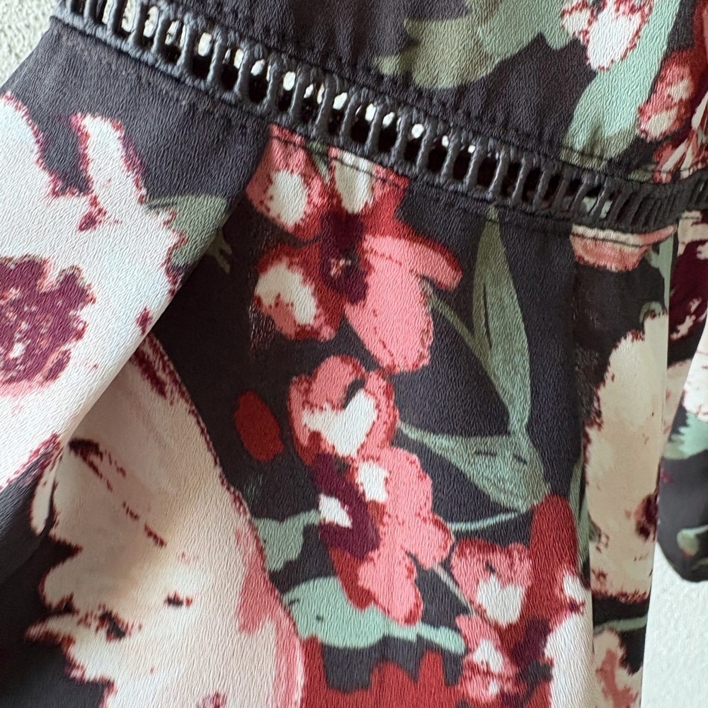 Loft Floral Bell Long Sleeve Boho Cottagecore Office Brunch Size L‎ Feminine - Picture 5 of 11